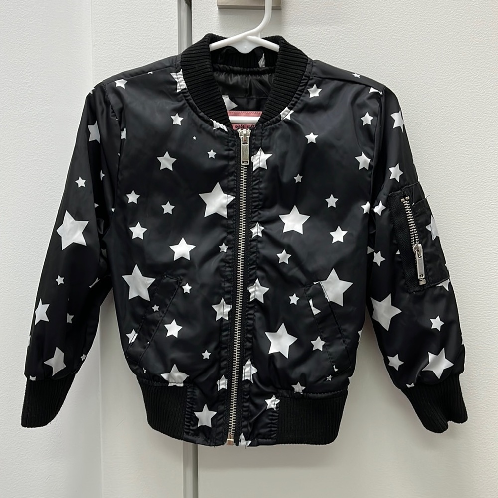 Urban Republic Girls Luna Sateen Star Print Bomber Jacket - size 3T